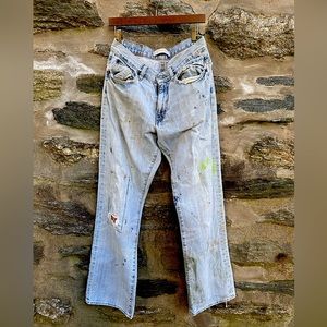 Vintage EXRESS jeans….distressed, patchwork.